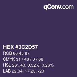 Color code: HEX #3C2D57 | qconv.com