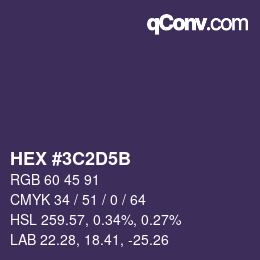 Farbcode: HEX #3C2D5B | qconv.com