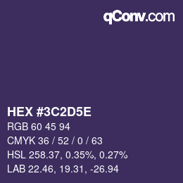 Color code: HEX #3C2D5E | qconv.com