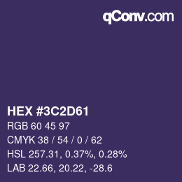 Color code: HEX #3C2D61 | qconv.com