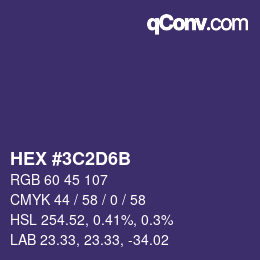 Farbcode: HEX #3C2D6B | qconv.com