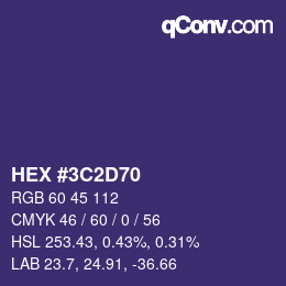 Farbcode: HEX #3C2D70 | qconv.com