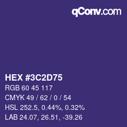 Farbcode: HEX #3C2D75 | qconv.com