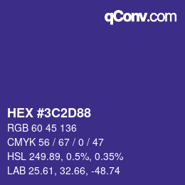 Color code: HEX #3C2D88 | qconv.com