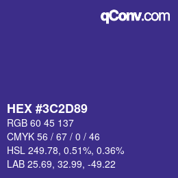 カラーコード: HEX #3C2D89 | qconv.com