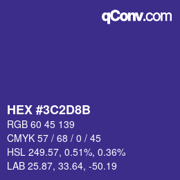 Color code: HEX #3C2D8B | qconv.com