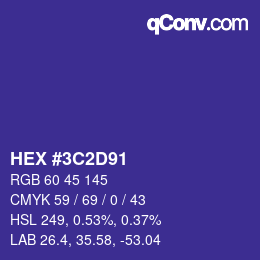 カラーコード: HEX #3C2D91 | qconv.com