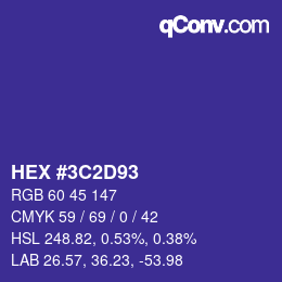 カラーコード: HEX #3C2D93 | qconv.com