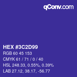 Color code: HEX #3C2D99 | qconv.com