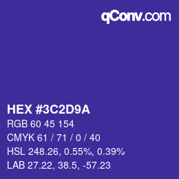 カラーコード: HEX #3C2D9A | qconv.com