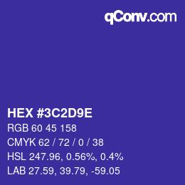 Color code: HEX #3C2D9E | qconv.com