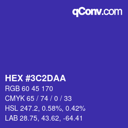 Farbcode: HEX #3C2DAA | qconv.com