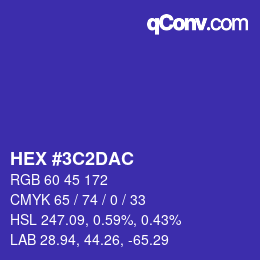 カラーコード: HEX #3C2DAC | qconv.com