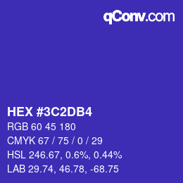 颜色代码: HEX #3C2DB4 | qconv.com