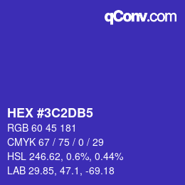 カラーコード: HEX #3C2DB5 | qconv.com