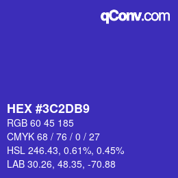 颜色代码: HEX #3C2DB9 | qconv.com