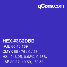 カラーコード: HEX #3C2DBD | qconv.com