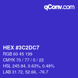 Color code: HEX #3C2DC7 | qconv.com