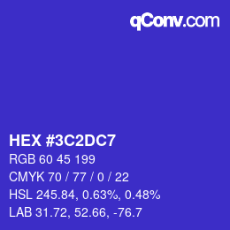 カラーコード: HEX #3C2DC7 | qconv.com