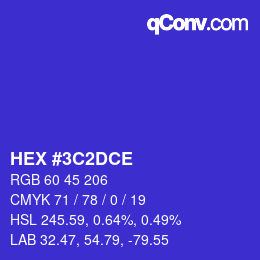 Color code: HEX #3C2DCE | qconv.com