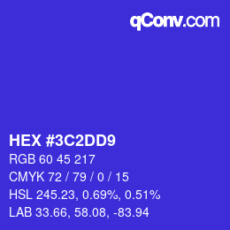 Color code: HEX #3C2DD9 | qconv.com