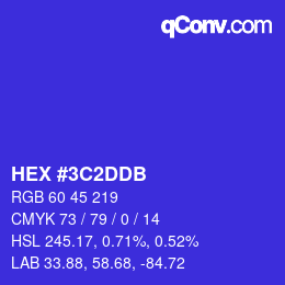 Farbcode: HEX #3C2DDB | qconv.com