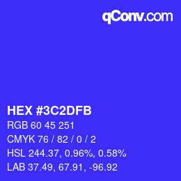 Color code: HEX #3C2DFB | qconv.com