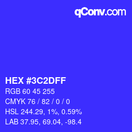 Farbcode: HEX #3C2DFF | qconv.com