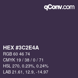 Color code: HEX #3C2E4A | qconv.com