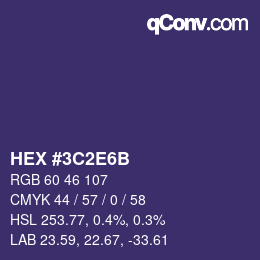 Color code: HEX #3C2E6B | qconv.com