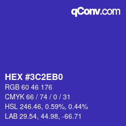 Color code: HEX #3C2EB0 | qconv.com