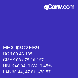 Color code: HEX #3C2EB9 | qconv.com
