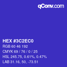 Color code: HEX #3C2EC0 | qconv.com