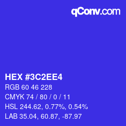 カラーコード: HEX #3C2EE4 | qconv.com