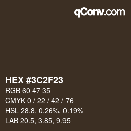 Color code: HEX #3C2F23 | qconv.com