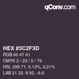 Color code: HEX #3C2F3D | qconv.com