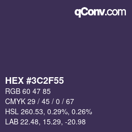Color code: HEX #3C2F55 | qconv.com