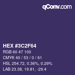 Color code: HEX #3C2F64 | qconv.com