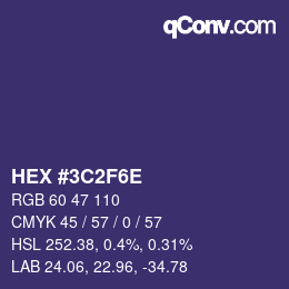 Color code: HEX #3C2F6E | qconv.com