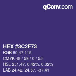 Color code: HEX #3C2F73 | qconv.com
