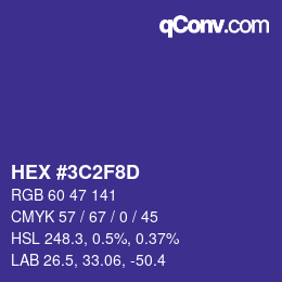 Color code: HEX #3C2F8D | qconv.com