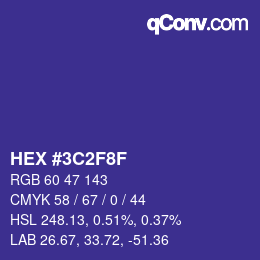 Color code: HEX #3C2F8F | qconv.com