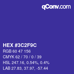 Color code: HEX #3C2F9C | qconv.com