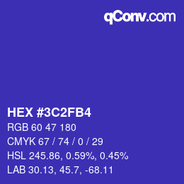 Color code: HEX #3C2FB4 | qconv.com