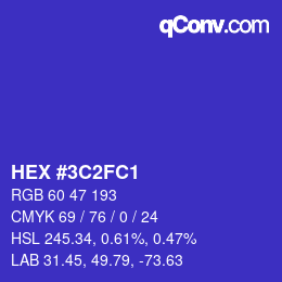 Color code: HEX #3C2FC1 | qconv.com