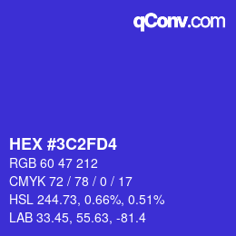 カラーコード: HEX #3C2FD4 | qconv.com