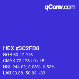 カラーコード: HEX #3C2FD8 | qconv.com