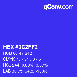 Color code: HEX #3C2FF2 | qconv.com