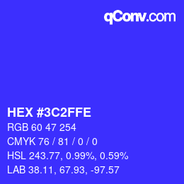 Color code: HEX #3C2FFE | qconv.com