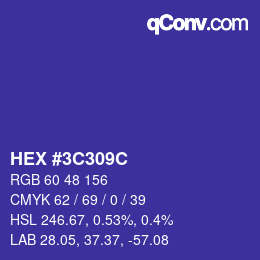 Color code: HEX #3C309C | qconv.com